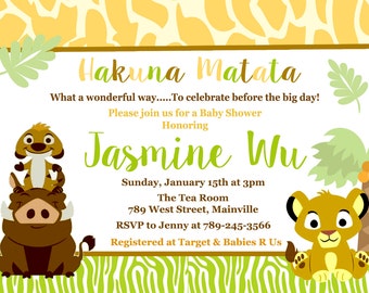 Lion King Baby Shower Invitation - Digital or Printed, Free Shipping!