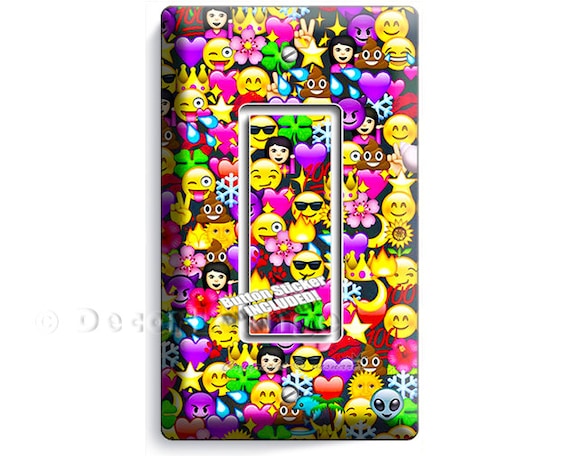 Colorful Text Emoji Faces Rocker Style Light Switch Cover