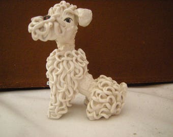 vtge french poodle-made in italy-poodle frise-shelf decor-collection-ceramic-proud poodle-home decor-