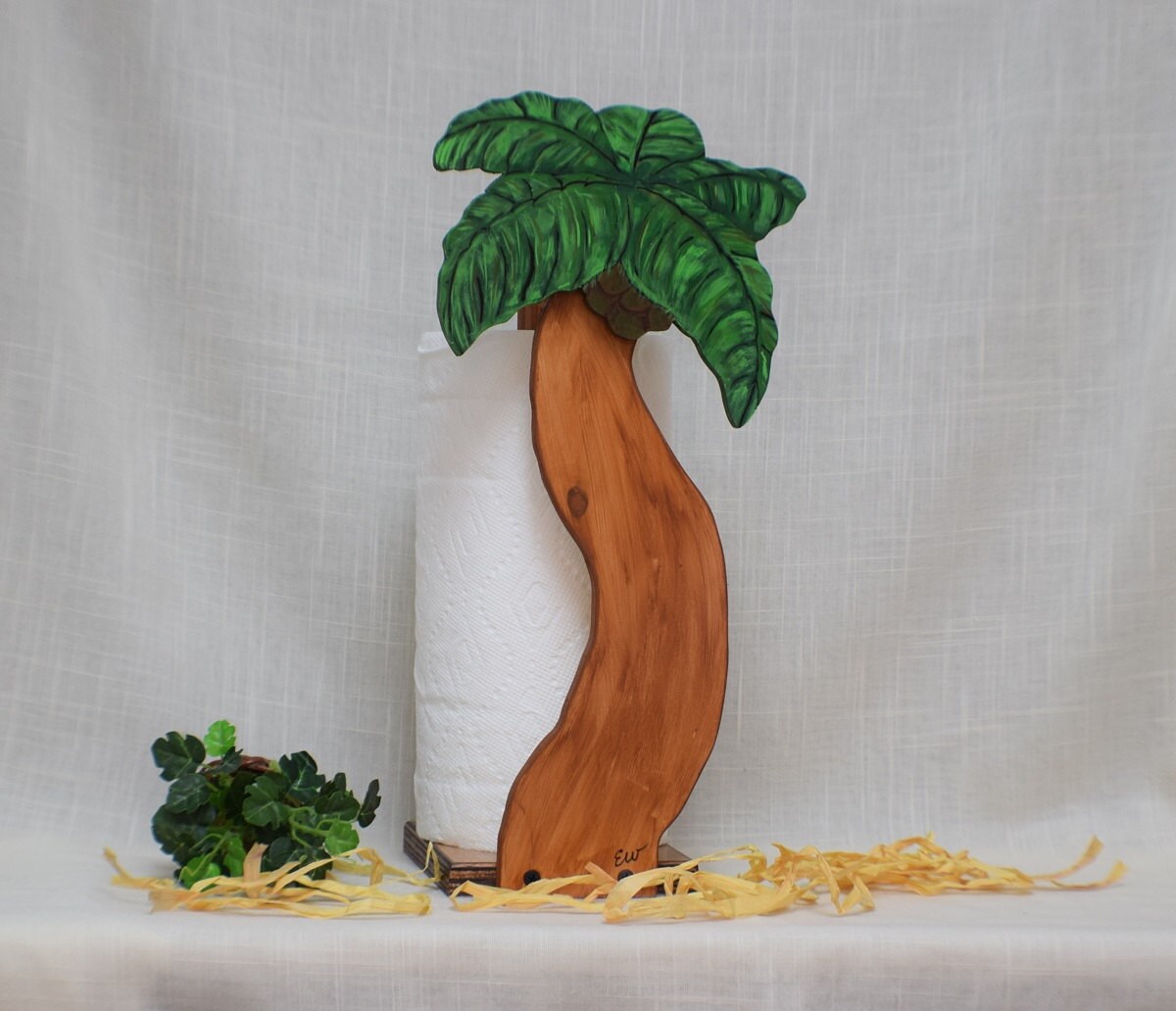 Toilet Paper HolderWooden Palm Tree Perfect For Tropical