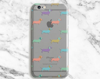 Pastel Dog Phone Case, Dachshund, Clear iPhone Case with Print, iPhone 7 Case, iPhone 6s, Samsung Galaxy S6 Case, iPhone 7 Plus, Galaxy S7