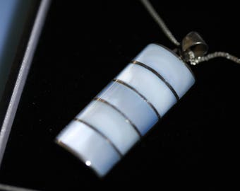 Elegant Vintage Deco Revival MOP and Sterling Pendant Necklace