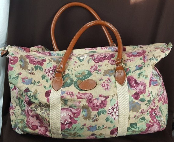 Vintage Early 90s Gitano Extra Large Canvas Floral Duffle Bag