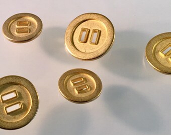 1 1/8" and 7/8" Gold Shank button, Vintage button, Round Gold button, Gold Shank, Matte Finish, Brushed Gold Button