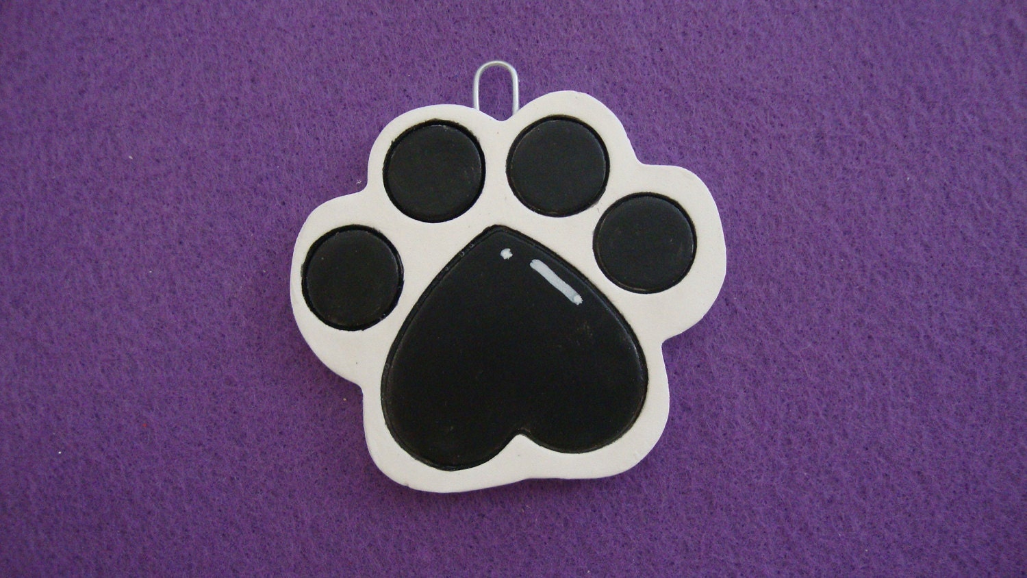 Black and White Personalized Paw Print  Dog Cat  Air  dry clay