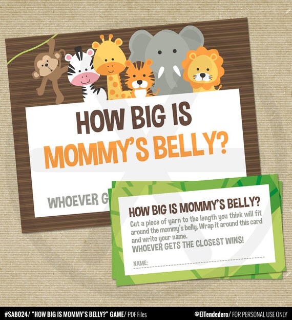 How Big is Mommys Belly Game Sign Safari Baby Shower Games
