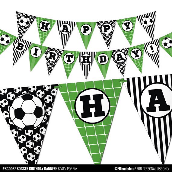 Soccer Birthday Banner Boy Sports Bunting Banner Decor