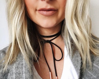 Black Leather Wrap Choker