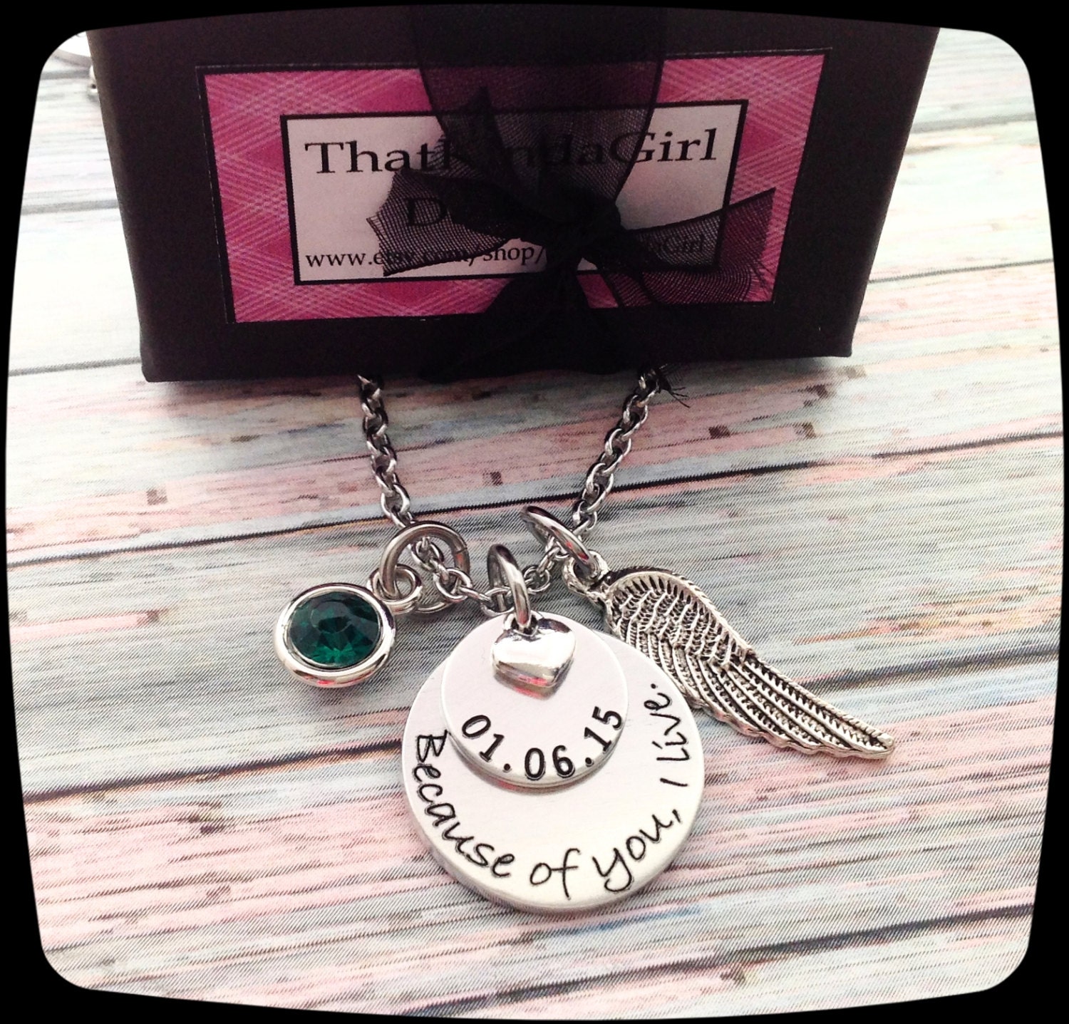 Organ Donor Gift Cancer awareness necklace Kidney Liver