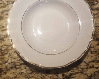 Beautiful vintage Warvel Poland Serving Bowl with Gold Trim.-