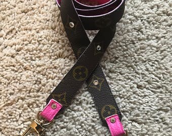 Handmade Louis Vuitton crossbody strap with rhinestones pink