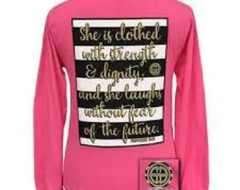 Monogrammed Girlie Girl Hot Pink Psalm Long Sleeve Shirt