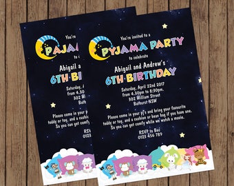 Pajama Party Invitation - Unisex Invitation - Pyjama Party Invitation - Sleep Over Party - Printable Invitation