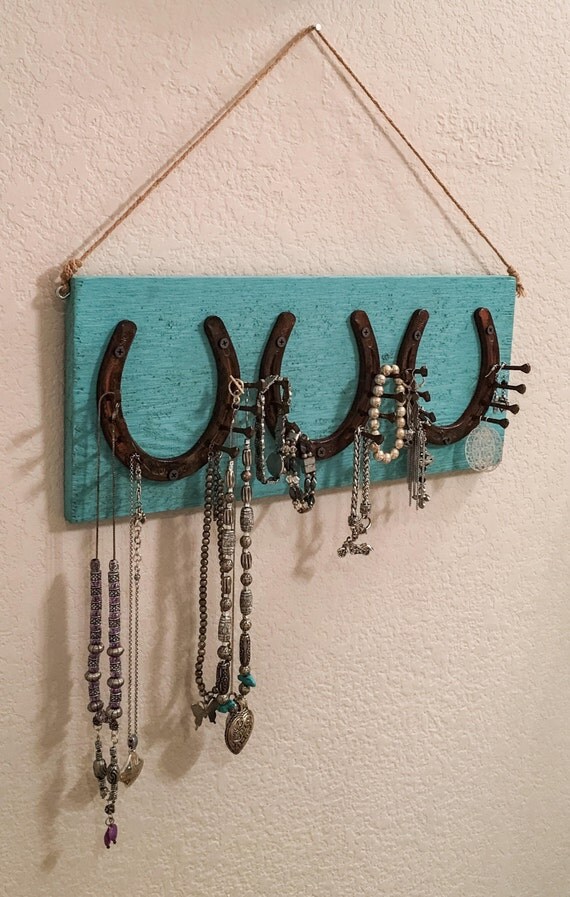 Items similar to Horseshoe and Nail Jewelry Wall Hanger on Etsy