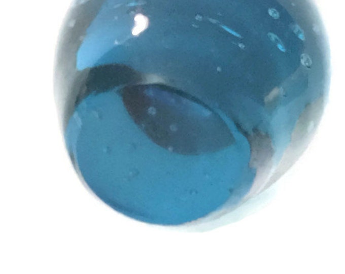 Vintage Aqua Blue Art Glass Sculpture | ART GLASS Egg Paperweight