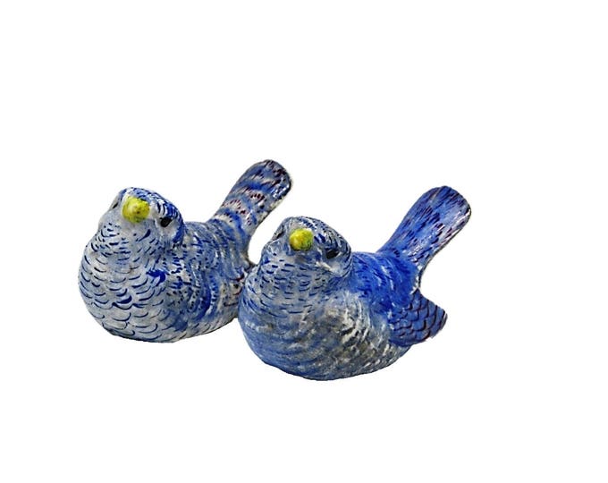 Vintage Figurine Bird - Ceramic Figurine - Blue Birds - Bird Figurines - Love Birds - Collectibles 1960 Japan
