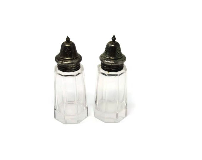 Vintage Viking Salt and Pepper Shakers, Silver Topped Shakers - Mad Men Shaker Set - Mid Century Art Deco Decor