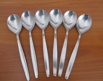 Set of Six Vintage WMF Cromargan Germany Laurel Flatware Cutlery Tablespoons 7 1/4"