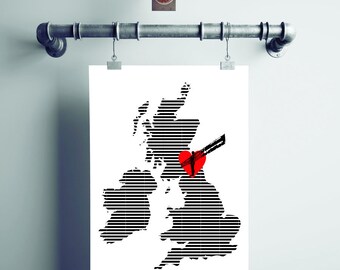 Angel Heart North East Print. Angel of the North Print. North East Art.