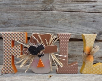 Fall Decor- Autumn Decor-Scarecrow Decor-Seasonal Decor-Fall Letters with Scarecrow