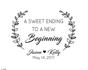custom Rubber Stamp-Newly Wed Stamp, A Sweet Ending to a New Beginning Stamp, Sweet Favor Stamp, Candy Favour Stamp-custom stamp-calligraphy
