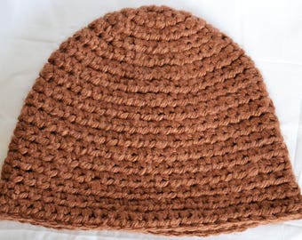 crochet hat, crochet beanie, brown women's hat, winter hat, men's crochet hat