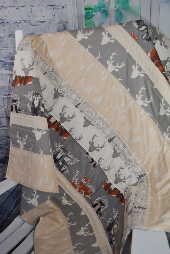 Gender Neutral Baby Quilt Woodland Baby Quilt Rustic Baby