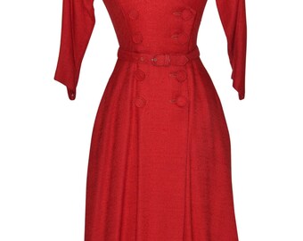 Vintage Estate Red Dress with Pockets