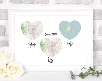 custom map art, Map Print, new home housewarming gift, house warming gift, new home gift, new house gift, moving in together, moving gift