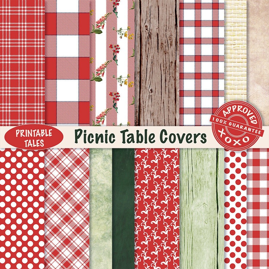 Scrapbook paper Picnic Table Covers digital papers Plaids