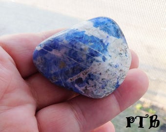 Thyroid Healing ~ Authentic XLarge Tumbled Natural Sodalite 50mm Gemstone Chakra/Pocket/Palm/Altar