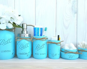 6 pc mason jar bathroom set