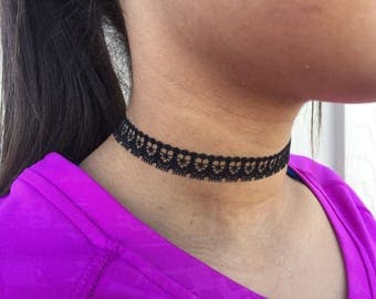 Black Lace Choker Hearts Lace Choker