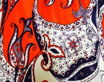 Vintage 1960s Psychedelic Maxi Dress, 60s Mod Red, Blue And White Dress