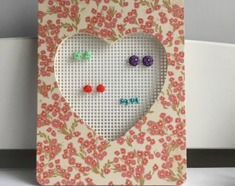 Floral Picture Frame Earring Holder, Earring Organizer, Jewelry Holder, Jewelry Organizer, Stud Earring Holder.