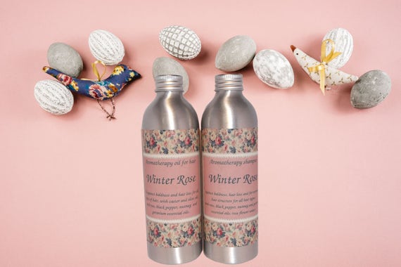 Sulfate-free and aromatherapy shampoo and oil against hair loss and balding "Winter Rose" 250+250