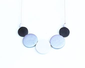Silver Coin - Wooden Beaded Necklace