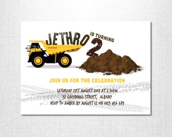 Construction Party ~ Construction Birthday Invitation ~ Construction Birthday ~ Construction Invitation ~ Truck Birthday Invitation ~ Truck