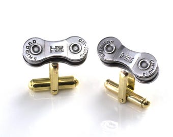 Shimano Bike Chain Cufflinks upcycled. Upcycled Bike Chain Cufflinks. Cyclist Gift. cycling Cufflinks. Handmade in the UK