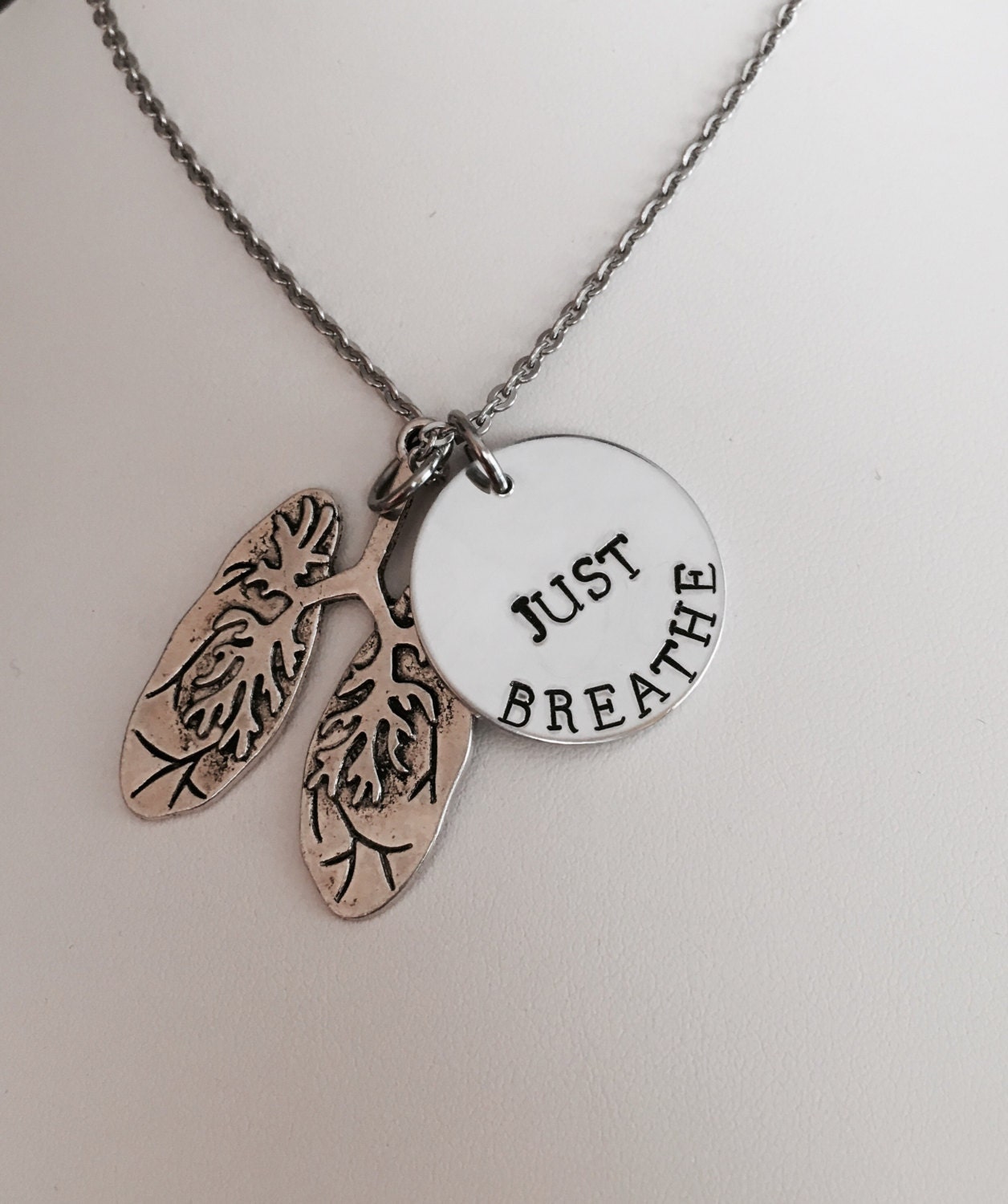 Respiratory therapist necklace lungs handstamped just