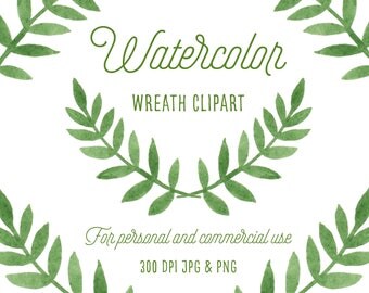 Watercolor Clipart - Wreath Clipart - Woodland Clipart - Boho Clipart - Rustic Clipart - PNG & JPEG Files - Instant Download