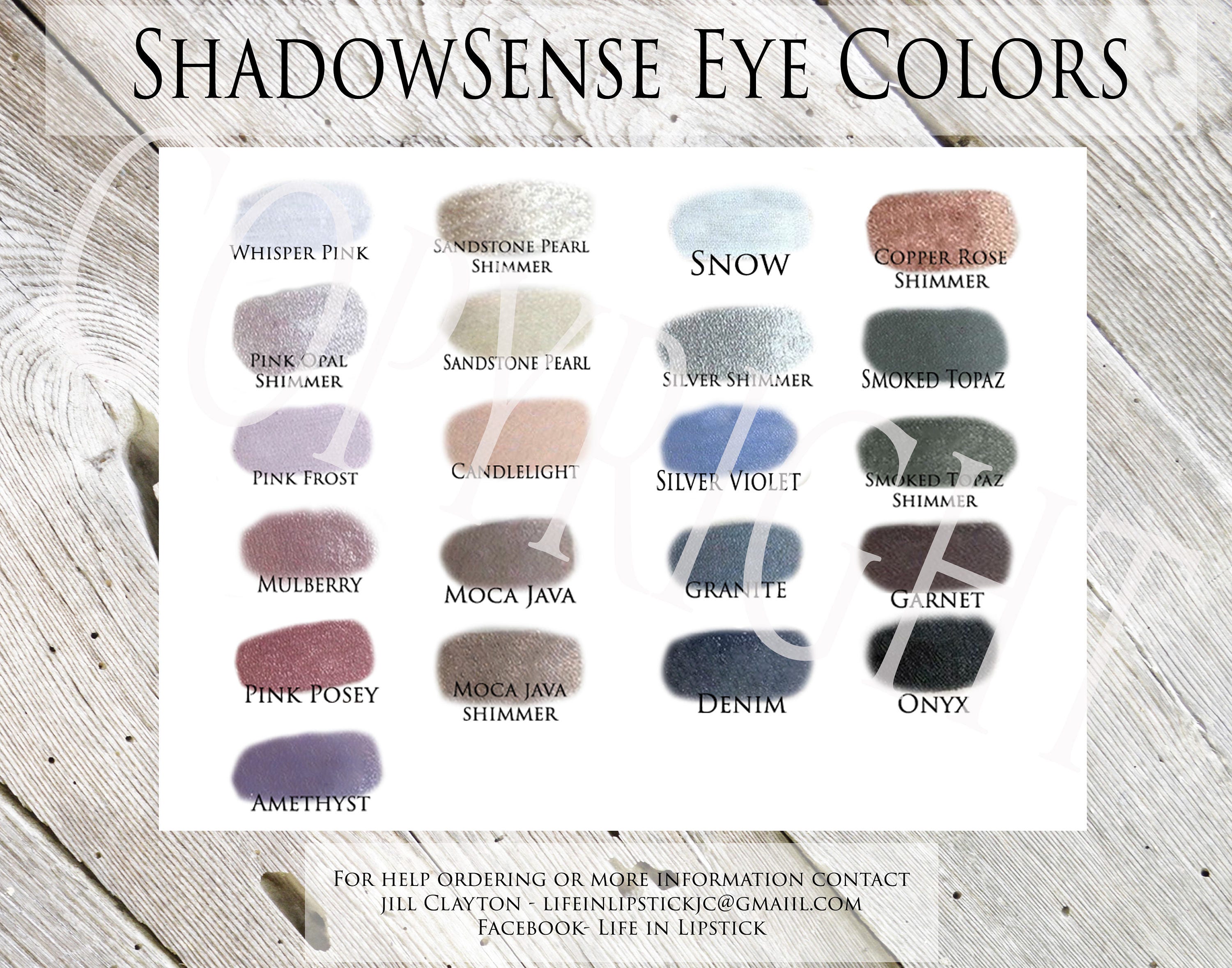 Shadowsense Color Chart 2018