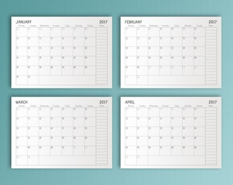 2017 Planner Printable Monthly Dated Planner A4 Calendar 2017 Binder Inserts Planner Inserts Monthly Planner Organizer Instant Download PDF