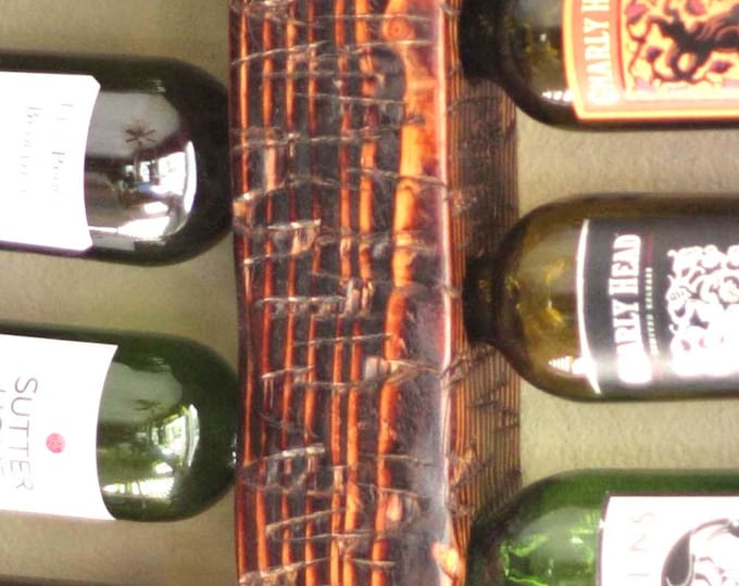 Wall Mounted Wine Rack, 16-Bottle Vertical Wine Display, Wood Rustic Wine Rack