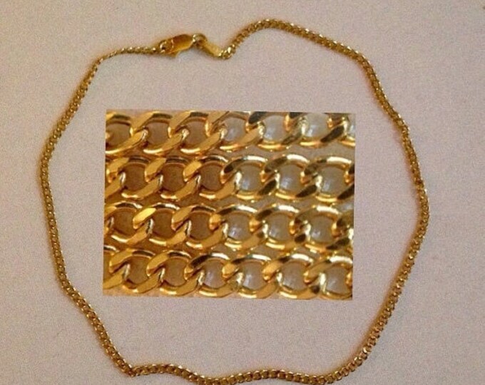 Storewide 25% Off SALE Beautiful Vintage 10k Yellow Gold Flat Chain Link Designer Bracelet Chain Featuring Elegant Petite Style Design