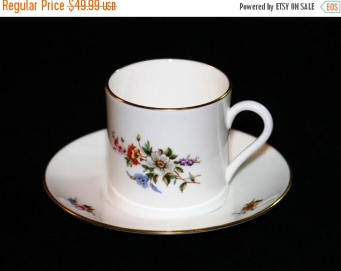 Storewide 25% Off SALE Vintage Royal Worcester Danbury Fine Bone China Mint Teacup & Matching Saucer Featuring Hand Painted Floral Design