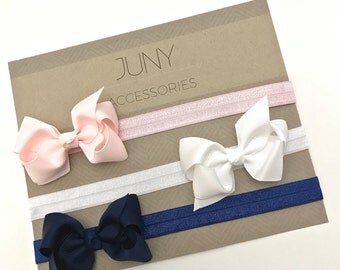 Set of 8 Baby Headband Bow - Elastic Headband - 26 Solid Colors - Stretch Headband - Girls Headband - Baby Headband.