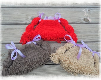 Cabbage Patch Hat, Cabbage Patch Wig, Cabbage Patch Doll, Blonde Cabbage Patch Hat, Red Cabbage Patch Hat, Brown Cabbage Patch Hat