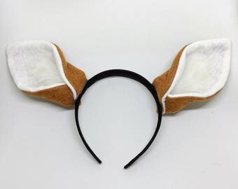 Deer Ears on a Headband for Costumes - Fawn / Faun in Brown, Black, or White