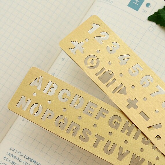 Brass / gold metal planner stencil / ruler, numbers, number stencil ...